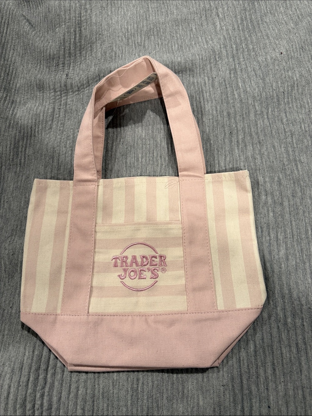 Trader Joe's Pink Stripe Canvas Tote